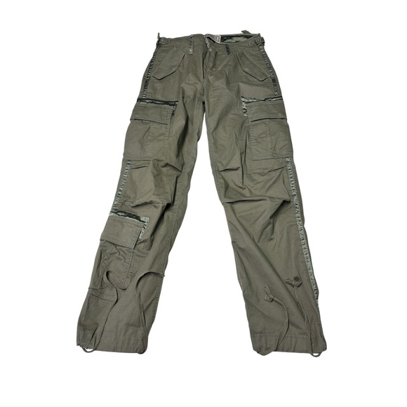 Abercrombie & Fitch Pants - Y2k Abercrombie & Fitch Olive Green Cargo Pants Satin Trim Low Rise Size 27X28